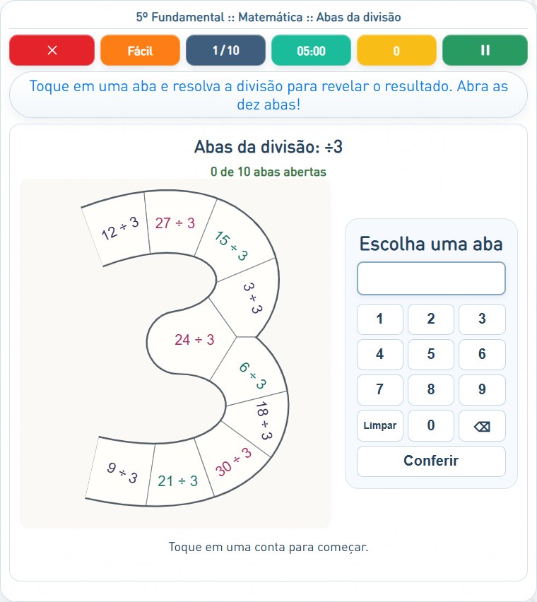 Captura de uma partida de Abas da divisão, com as áreas numeradas e explicadas a seguir.