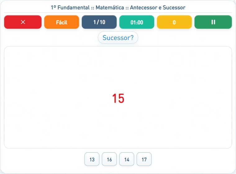 Captura de uma partida de Antecessor e Sucessor, com as áreas numeradas e explicadas a seguir.