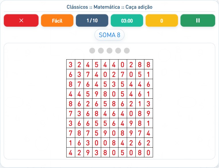 Captura de uma partida de Caça adição, com as áreas numeradas e explicadas a seguir.