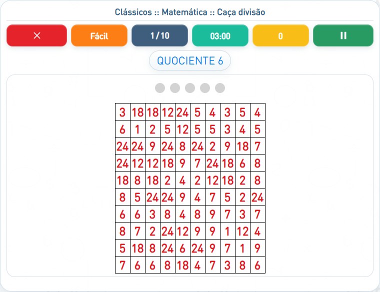Captura de uma partida de Caça divisão, com as áreas numeradas e explicadas a seguir.