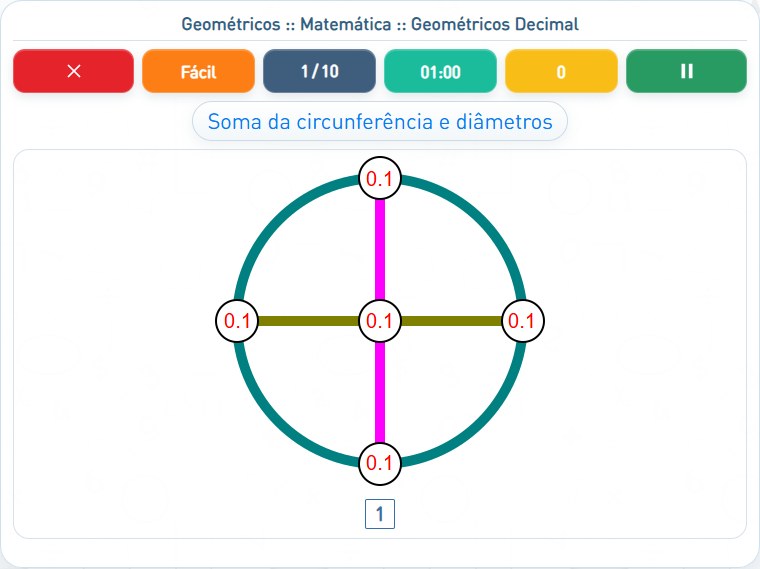 Captura de uma partida de Geométricos Decimal, com as áreas numeradas e explicadas a seguir.