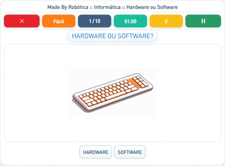 Captura de uma partida de Hardware ou Software, com as áreas numeradas e explicadas a seguir.