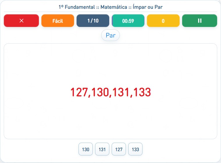 Captura de uma partida de Ímpar ou Par, com as áreas numeradas e explicadas a seguir.
