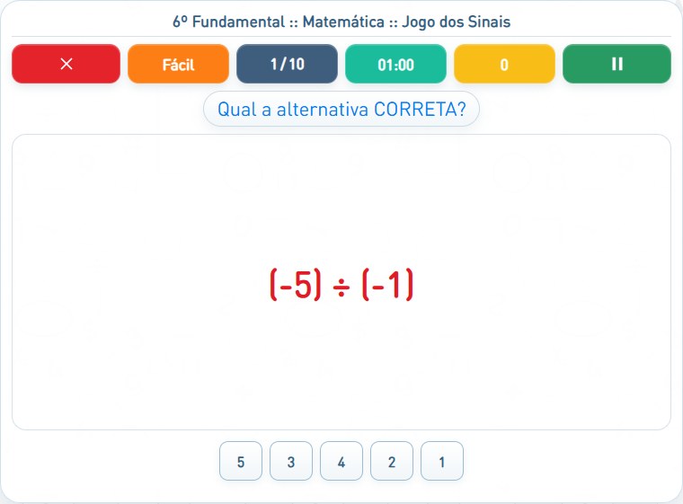 Captura de uma partida de Jogo dos Sinais, com as áreas numeradas e explicadas a seguir.
