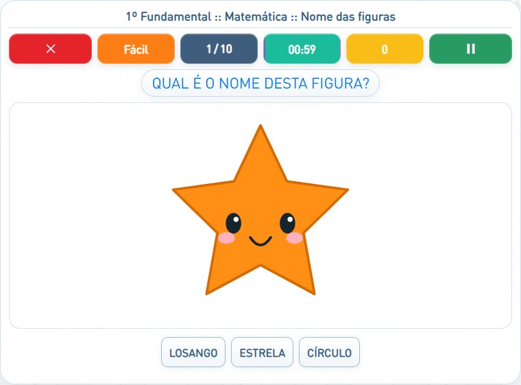 Captura de uma partida de Nome das figuras, com as áreas numeradas e explicadas a seguir.