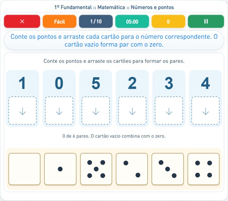 Captura de uma partida de Números e pontos, com as áreas numeradas e explicadas a seguir.